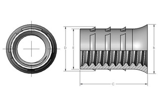 Spiralock Threaded Inserts for Plastic, Particleboard, or Wood